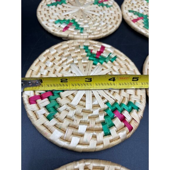 Vintage Set of 6 Seagrass / Straw Coasters / Trivets 5.5" Diameter Boho - Picture 9 of 15